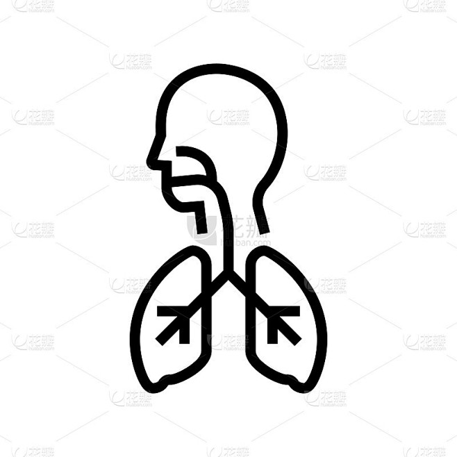 健康的肺线图标矢量插图