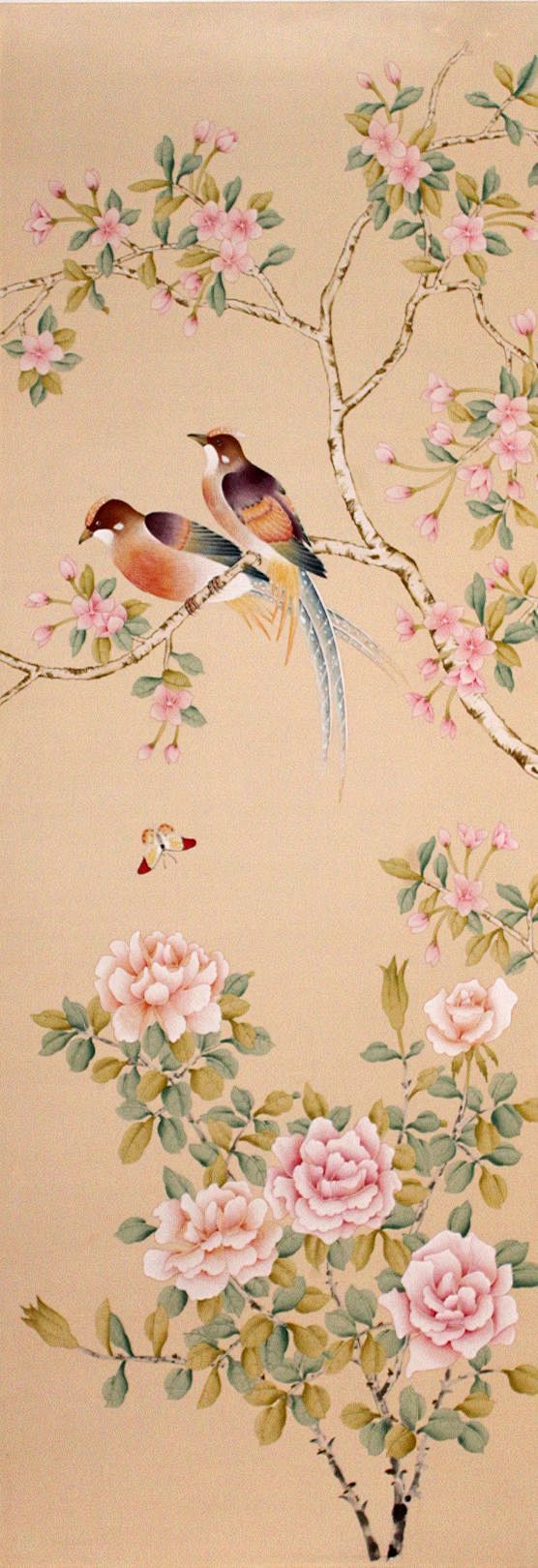 中式古典花鸟风景图案中式花鸟图案墙纸花纹113北坤人素材