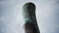 豪华酒店设计采用建筑技术理念，3d渲染插画