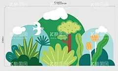 卡通背景板  - 源文件下载【酷图网】卡通,手绘,矢量,绿色,植物,花草,树木,背景,展板