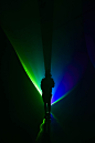 person standing on green light