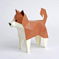 日本原产KAKU KAKU3D立体纸质拼图动物纸模儿童DIY玩具柴犬【玩具】- 喜地