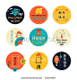 Chinese New Year flat line design concept for greeting card and banner. 2017 Lunar Year of Rooster. Decorations and crafts for New Year party and greeting cards.: 