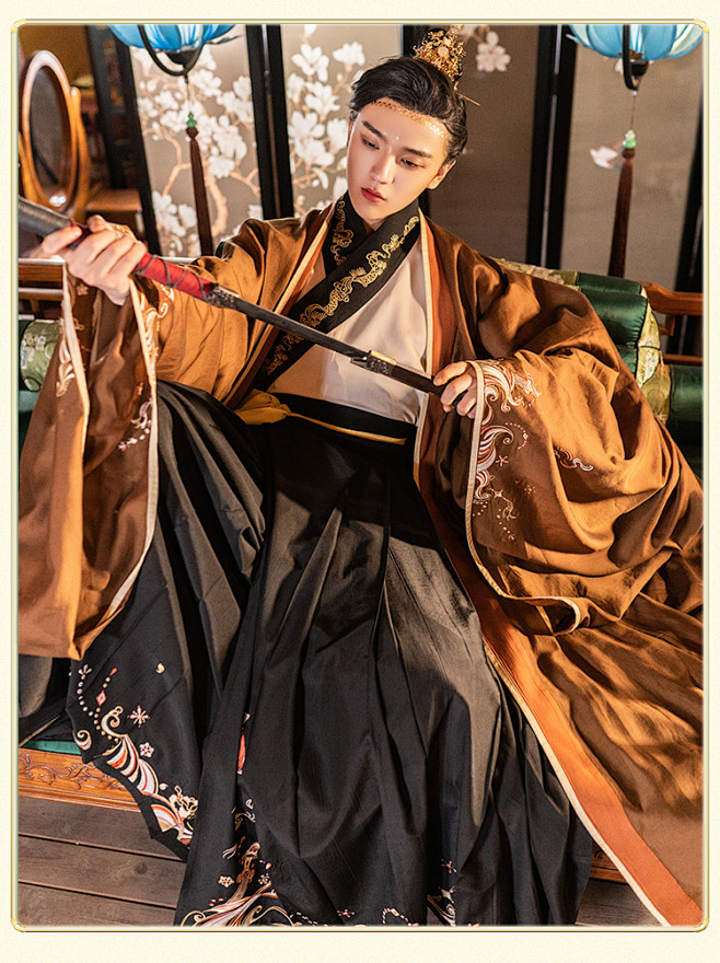 重回汉唐原创传统汉服男东皇太一宋制交穿长...