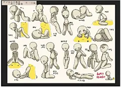 #SAI资源库# 【涨姿势】各种动漫Q版姿势，正常-R18-战斗-近战武器-枪，让你的Q版人物动作多起来！（via：Yielder 作者P站ID：831056）