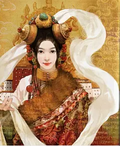 台湾插画天后德珍手绘56个民族——藏族