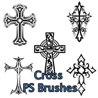 花式十字架图案、欧式圣十字架花纹PS笔刷...