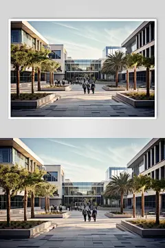 AI数字艺术教学楼校园场景摄影图-众图网