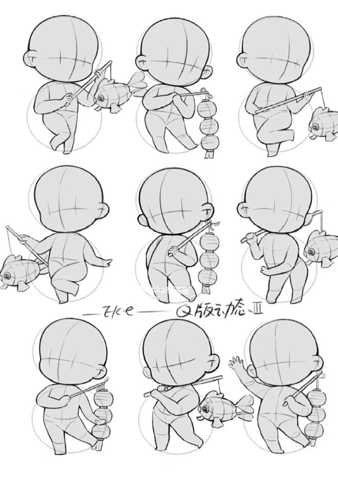 Q版人物动态速写【新春合集】_3_翻翻E...