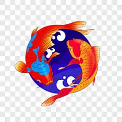 锦鲤红色黄色插画风新年喜庆场景卡通手绘PNG图片 来自PNG搜索网 pngss.com 免费免扣png素材下载！