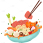 手绘面条飞溅食物贴纸