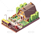 Vector Isometric Kindergarten - Buildings Objects