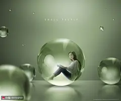 青色 梦幻水球 甜笑美女 酒水合成设计PSD ti219a18603图片下载-优图网