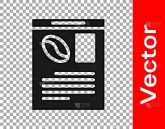 Black Newspaper and coffee icon isolated on transp