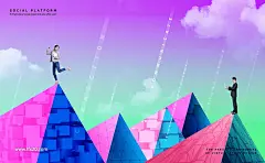 彩色几何渐变金字塔时尚商务信息科技时代海报PSD素材_科技未来_乐分享素材网_psd素材_平面素材_png素材_免费素材_ppt模板_共享素材平台