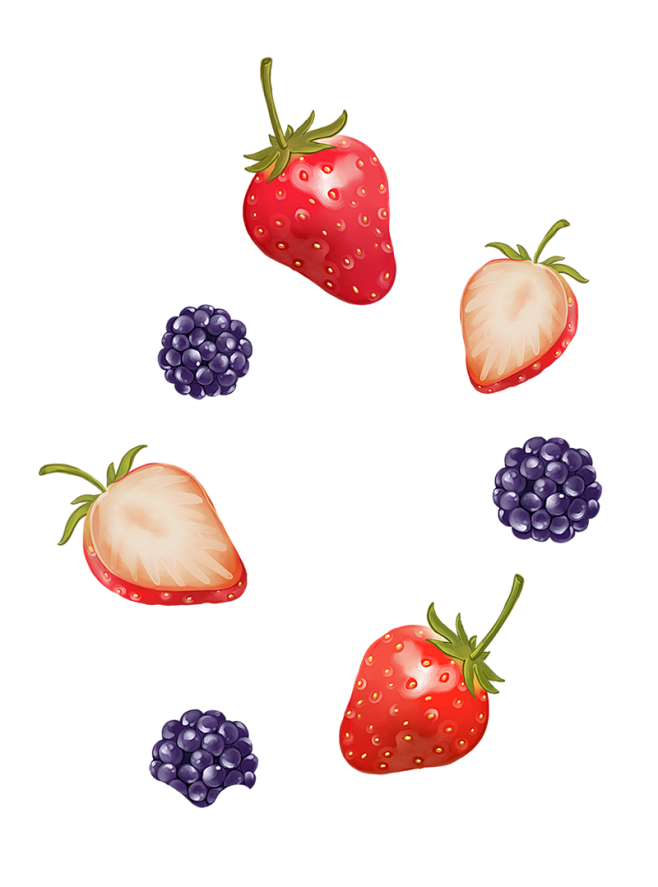 手绘蔬菜水果蓝莓草莓__PNG：
