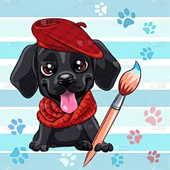 狗,拉布拉多犬,小狗,可爱的,纯种犬,艺术家,小的,动物,草图,贝雷帽