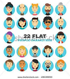 22平人人物头像图标设置。 许多现代城市人矢量卡通插画。 在白色背景上孤立