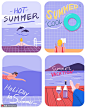 享受夏日清凉休闲生活手绘夏季旅行插画图片下载-优图网
