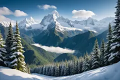 冰雪美景高原雪山风景摄影图
