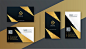 Geometric black and gold professional business card design Free Vector
