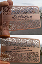 Intricate Laser Cut And Etched Metal Business Card For An Architect: 