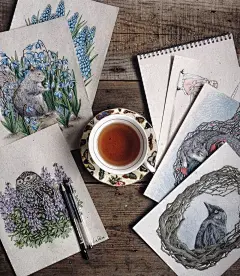 俄罗斯艺术家Fairytale Inspired的彩色铅笔素描插画