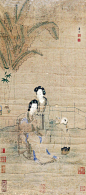 唐寅——《孟母教子图》人物场景立轴欣赏  |  
明|唐寅(1470—1523)，字伯虎、子畏，以字行，号六如居士、桃花庵主、鲁国唐生、逃禅仙吏等，吴县(今江苏苏州)人。早学沈周、周臣，宗法李唐、刘松年，融会南北画派，笔墨细秀，布局疏朗，风格秀逸清俊。与沈周、文徵明、仇英并称“吴门四家”，又称“明四家”。书取法赵孟頫。诗文与祝允明、文徵明、徐祯卿并称“吴中四才子”。