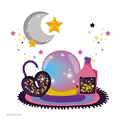 魔术魔法星星帽子水晶球星星棒星星药水插画AI矢量素材_动物插画_乐分享素材网_psd素材_平面素材_png素材_免费素材_ppt模板_共享素材平台