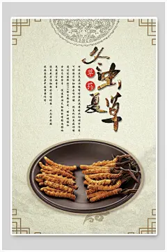 精美冬虫夏草食材促销海报-众图网