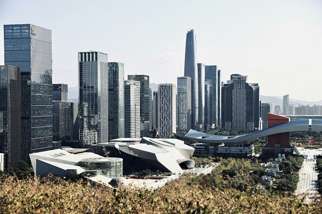 a view of a city wit...