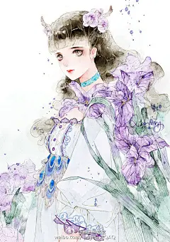 花与鹿-清茗_插画,原创,水彩,小清新_涂鸦王国插画