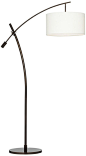 Bronze Boom Arc Floor Lamp with Linen Shade -