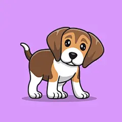 卡通比格犬插画紫色背景上的可爱小狗
