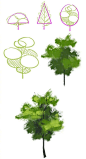 一些关于草丛树叶植物的绘制画法，麻竹练起来！ ​​​​