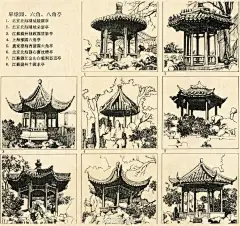 中国古代亭子样式
,
手绘风景速写参考 ​​​​