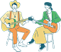 Image may contain: cartoon, guitar and musical instrument