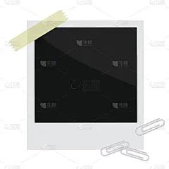 孤立的即时照片与胶带和回形针在平面设计