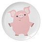 Cute Inquisitive Cartoon Pig Plate