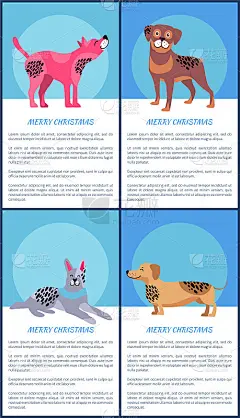 圣诞快乐海报与纯种狗