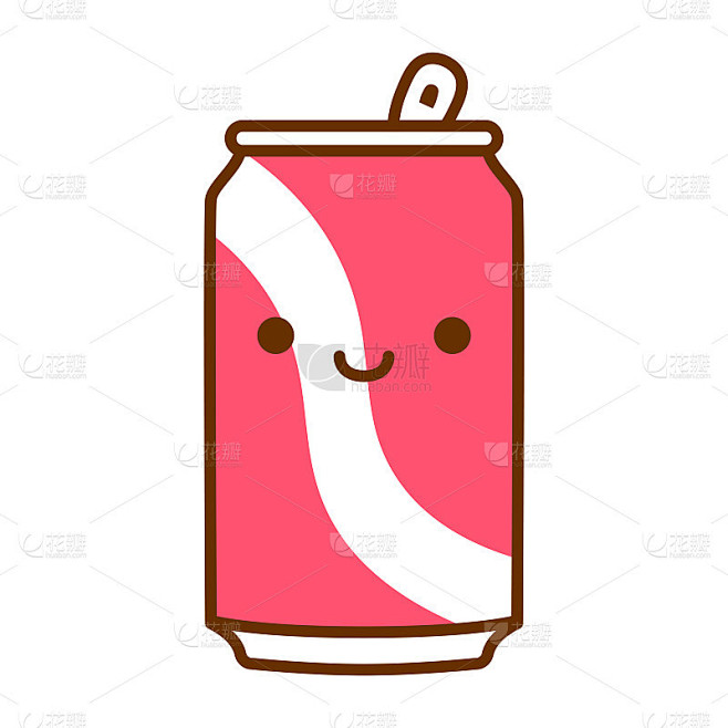 Cartoon Cute Soda Can Icon Isolated On White Backg