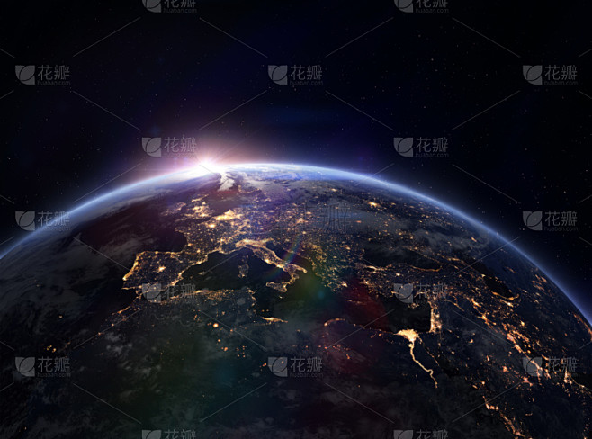 夜晚,太空,地球形,球体,瑞典,地球,镜头眩光,图像,海洋,日光