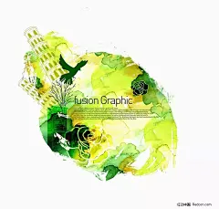 Fusion Graphic系列时尚花纹PSD分层素材|笔触|创意前线|海报|花纹|墨痕|墨迹|设计模板|时尚|水彩