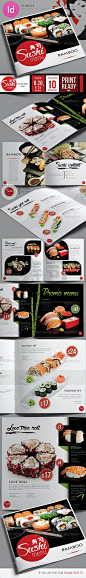 日本新鲜寿司料理日料餐厅食谱菜单设计模板素材 Fresh Sushi Restaurant Menu（INDD）