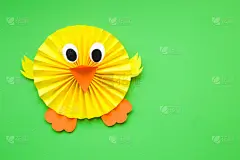 可爱的,空的,小鸡,幸福,创造力,折叠的,绿色背景,文字,纸,上装