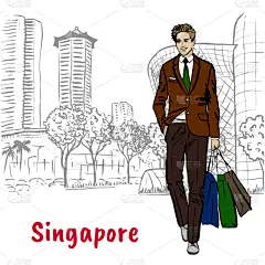 男人,女人,购物袋,乌节路,亚洲,名声,人,华贵,装饰