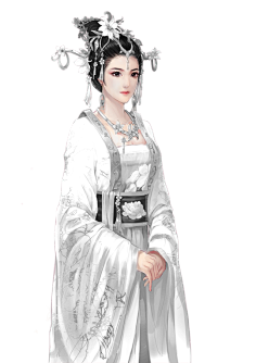 抠图有理> 采花无罪采集到古风手绘美女免抠素材1