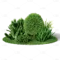 清新手绘3D灌木丛免抠元素
