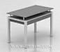 中式经典复古长方形灰色钢木餐桌双层白色烤漆桌脚高脚书桌
