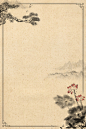 古风背景水墨背景水墨山水复古中国风水墨古典山水风景景色竖版边框背景素材